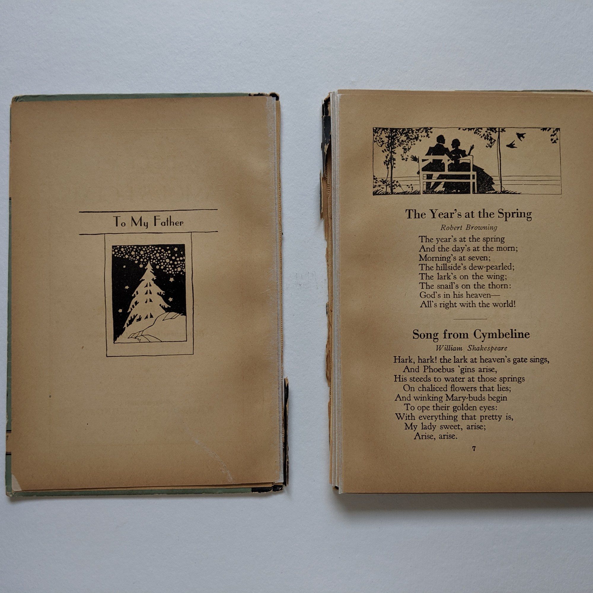 Holly Smith Book and Paper Conservation, Brighton, UK. A Book of Famous Poems - Before Treatment