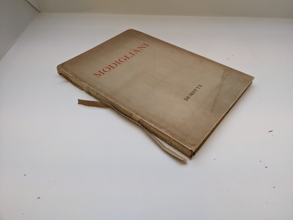 The paper dust jacket cover was very discoloured through dirt. The spine piece of the dust jacket is split along the front shoulder and is missing a section at the top of the spine.
